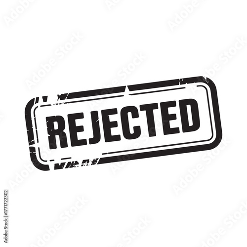 Rejected stamp graphic with distressed texture on white background