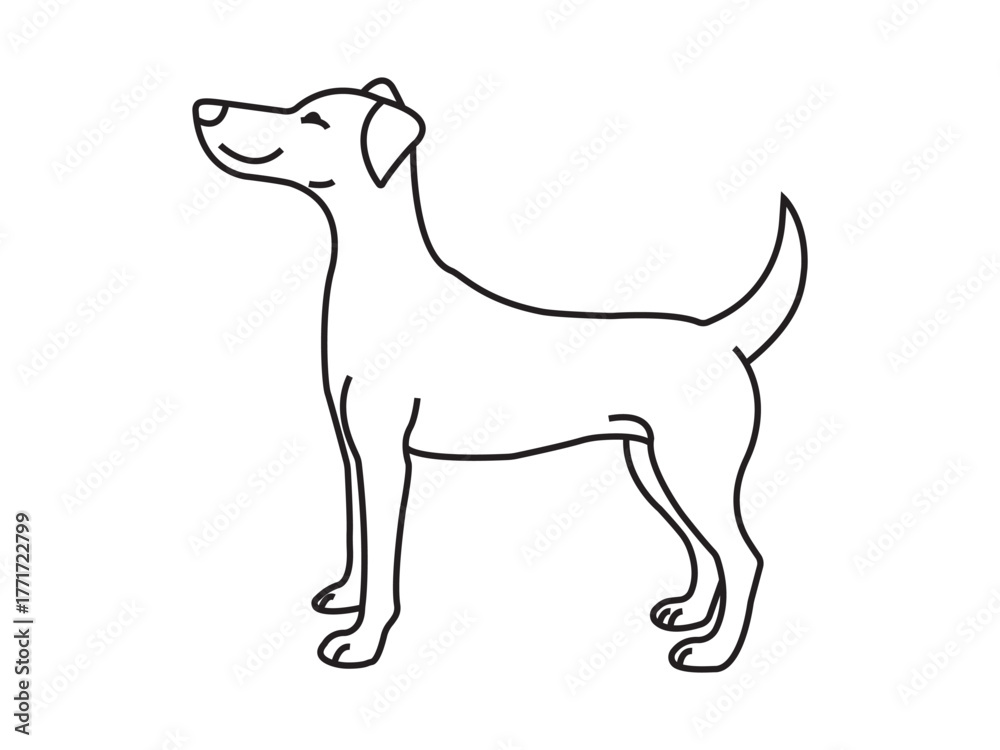 Fototapeta premium Cute Sitting Dog Line Art | Free Printable Puppy Colouring Sheet