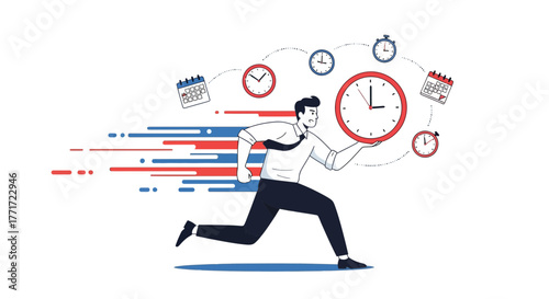 Businessman Rushing Against Time: A Race Against Deadlines and Schedules Deadline