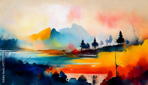  Abstract painting watercolor minimal for background or backdrop, random graffiti strokes