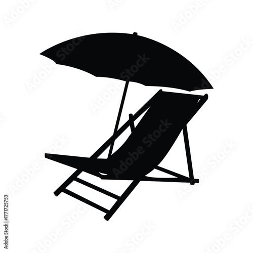 Best beach chair silhouette vector art illustration