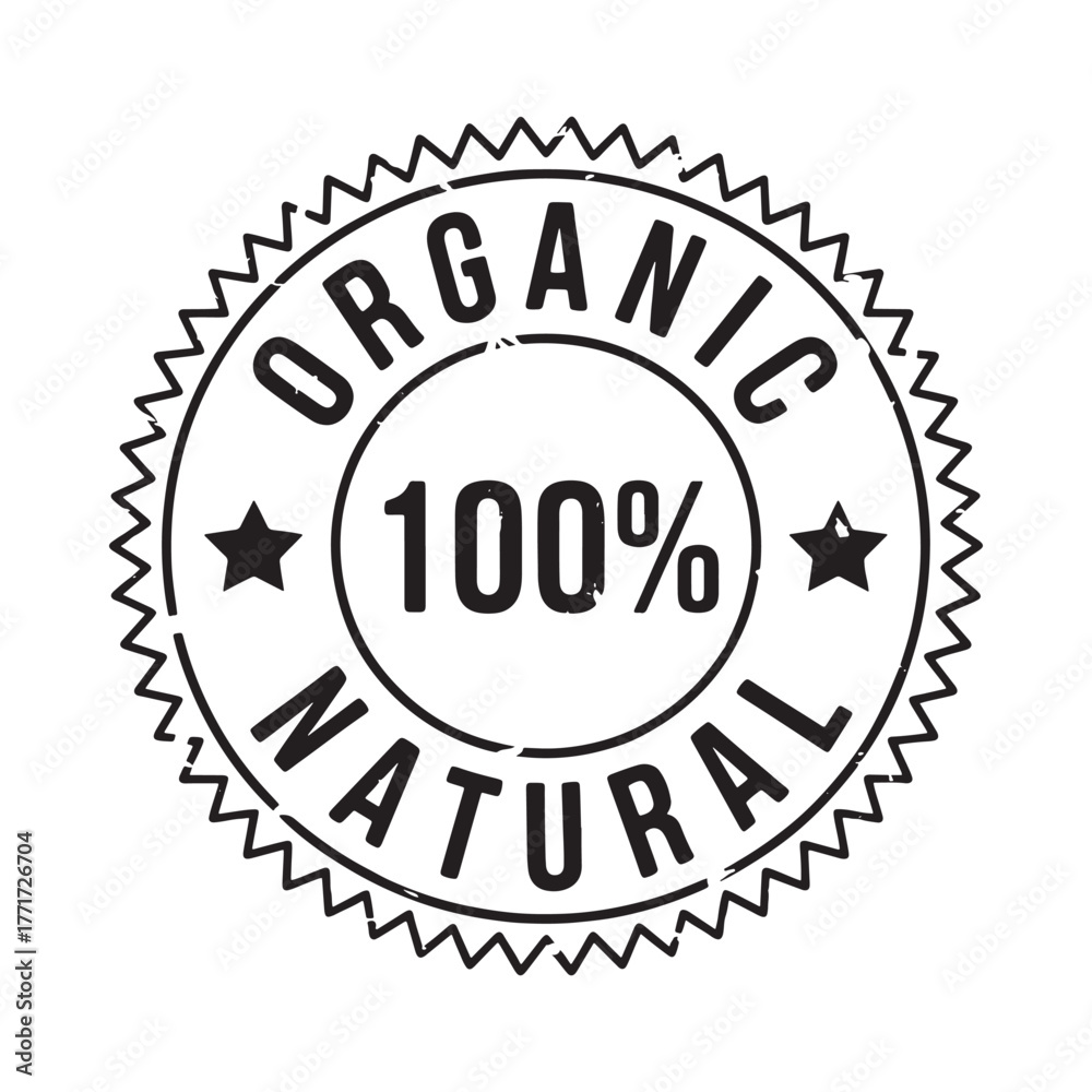 Fototapeta premium 100 percent organic natural seal stamp badge emblem label