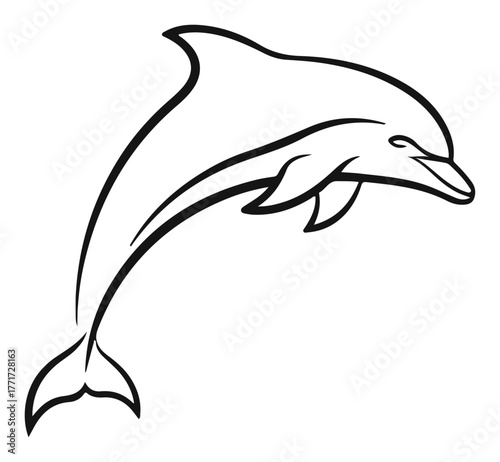 Jumping dolphin silhouette vector illustration – elegant ocean mammal icon
