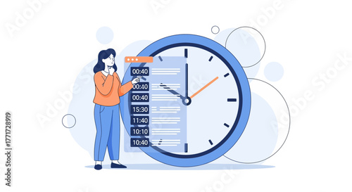 Woman Evaluating Schedule Displayed On The Clock Face for an Important Event