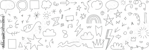 Abstract doodles with organic swirling lines and creative black and white elements