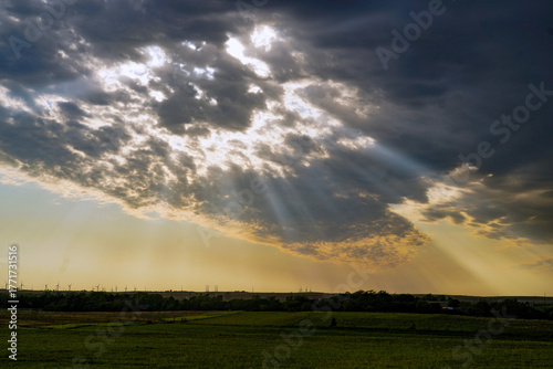 clouds over farm wedding