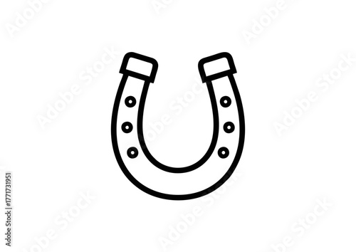Charm of Fortune: A Symbolic Line Art of Horseshoe—Curved and Nabbed, Forged in Folklore and Enchantment, A Timeless Emblem of Luck and Protective Charm in Bold Monochrome Silhouette