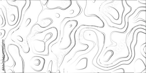 Dynamic topographic contour lines with subtle grayscale shading on a white background, ideal for scientific visualization or abstract graphic design elements