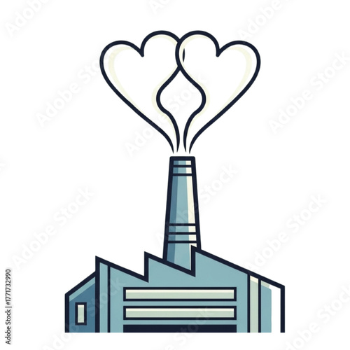 Factory Chimney Emitting Heart- Shaped Smoke love