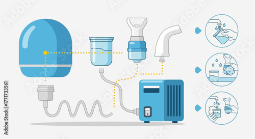 Medical nebulizer machine for respiratory treatment and inhalation therapy.