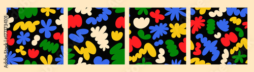 Set simple organic pattern with liquid cloud shapes and abstract blobs.