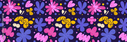 Abstract seamless background with doodle texture and organic shapes.