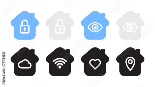Smart Home Security and Connectivity Icon Set