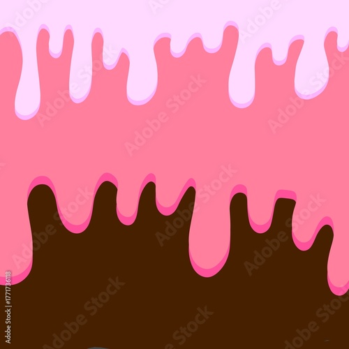 melting icing , candy glaze cake dripping sweet ice cream illustration