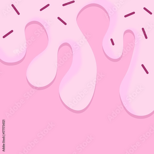 melting icing , candy glaze cake dripping sweet ice cream illustration