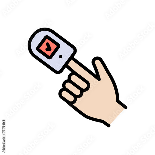 Diabetes testing color icon. Non-invasive glucometer. Measure blood glucose levels without blood draws or invasive procedures. Glucometer pharmacy vector symbol, logo illustration.