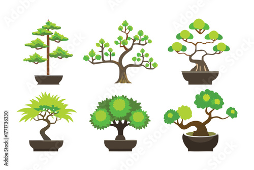 Bonsai Harmony: A collection of meticulously crafted bonsai trees, each a miniature masterpiece of nature, symbolizing tranquility and the art of cultivation.