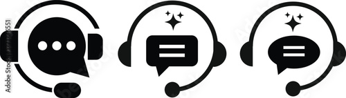 customer support ai  icon set.  support and communication concept. Call center sign. Operator message icon. Headphone symbol
