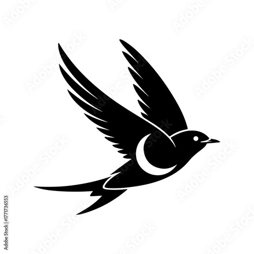 Flying Bird Black Silhouette PNG