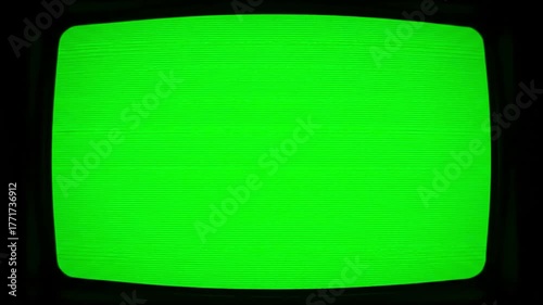 CCTV Monitor Overlay with cam 1 main display scan lines on green screen distortion, overlay, glitch, static noise, black background, 4k animated video loop
