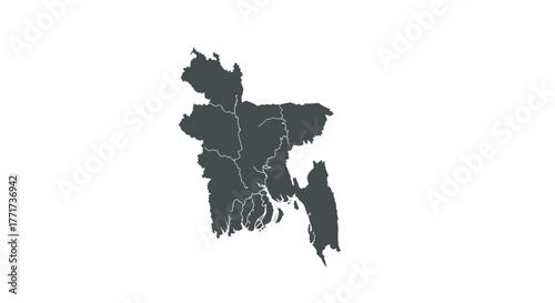 Simple outline map of bangladesh with borders in dark gray