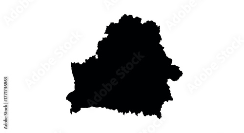 Detailed silhouette map of belarus on a white background