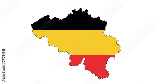 Belgium map with germany flag colors