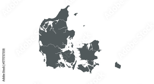 Minimalist silhouette map of denmark with detailed borders and coastline
