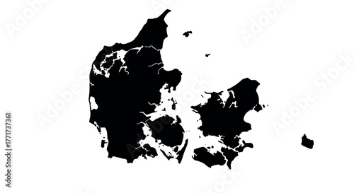 Denmark map silhouette: black and white minimalist design