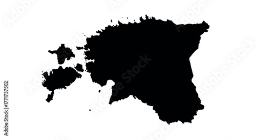 Black silhouette map of estonia on white background