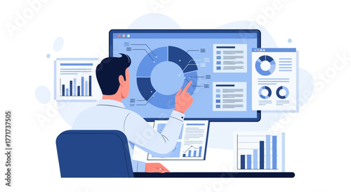 Analyst Interpreting Data Visualization And Statistics On Digital Charts