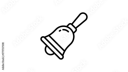 A visually appealing outline animated icon of handheld classroom handbell