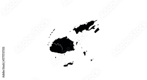 Fiji islands map silhouette with white background