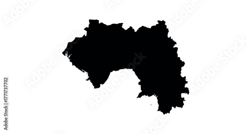Guinea silhouette map: bold black contour design for geographical projects