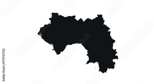 Silhouette map of guinea in black on white background