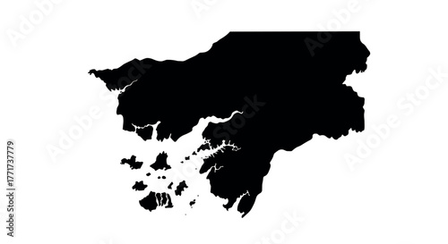 Silhouette map of hong kong region with islands