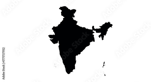 Silhouette map of india with clean white background for modern design