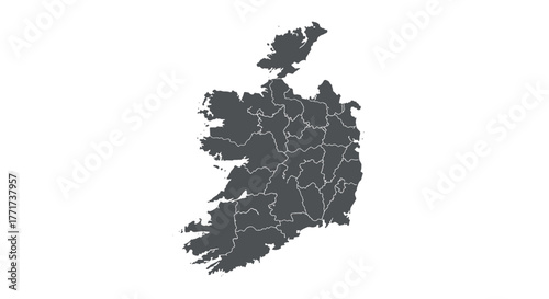 Detailed map of ireland with provinces in solid black silhouette style