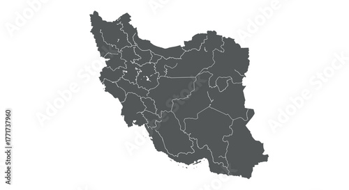Outlined map of iran with detailed provincial borders