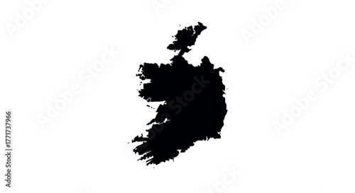 Black silhouette of ireland map on white background