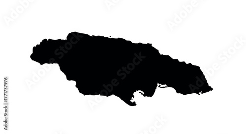 Jamaica map silhouette: simple black outline on white background