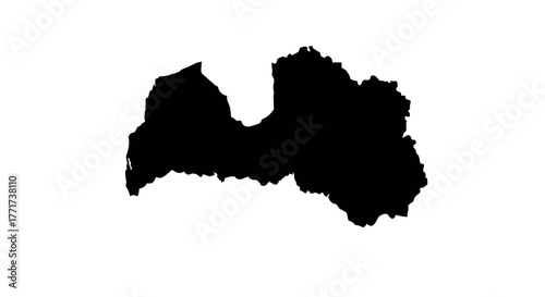 Latvia country silhouette outline on white background