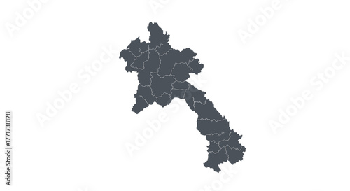 Map of laos with provincial boundaries on white background