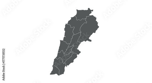 Minimalistic map of lebanon with borders highlighted
