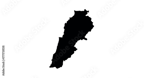 Lebanon country silhouette: detailed black outline map on white background
