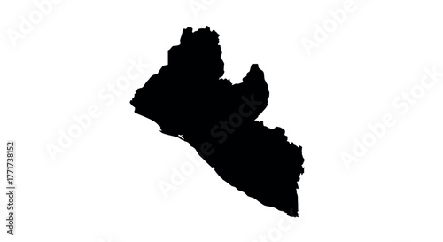 Silhouette map of liberia on white background for geographic design