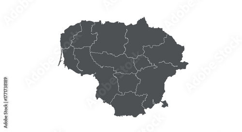 Lithuania map outline with region borders in simple silhouette style