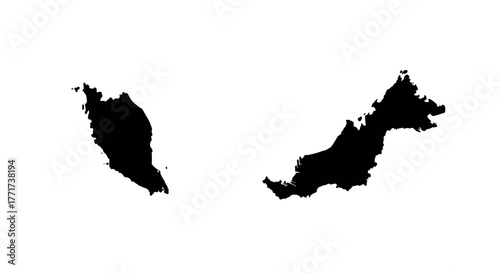 Malaysia map silhouette: minimalist black and white country outline