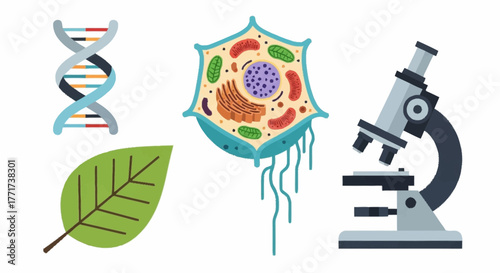 Collection of Biology and Science Icons Illustration Set.