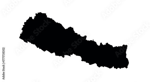 Silhouette map of nepal on a plain white background